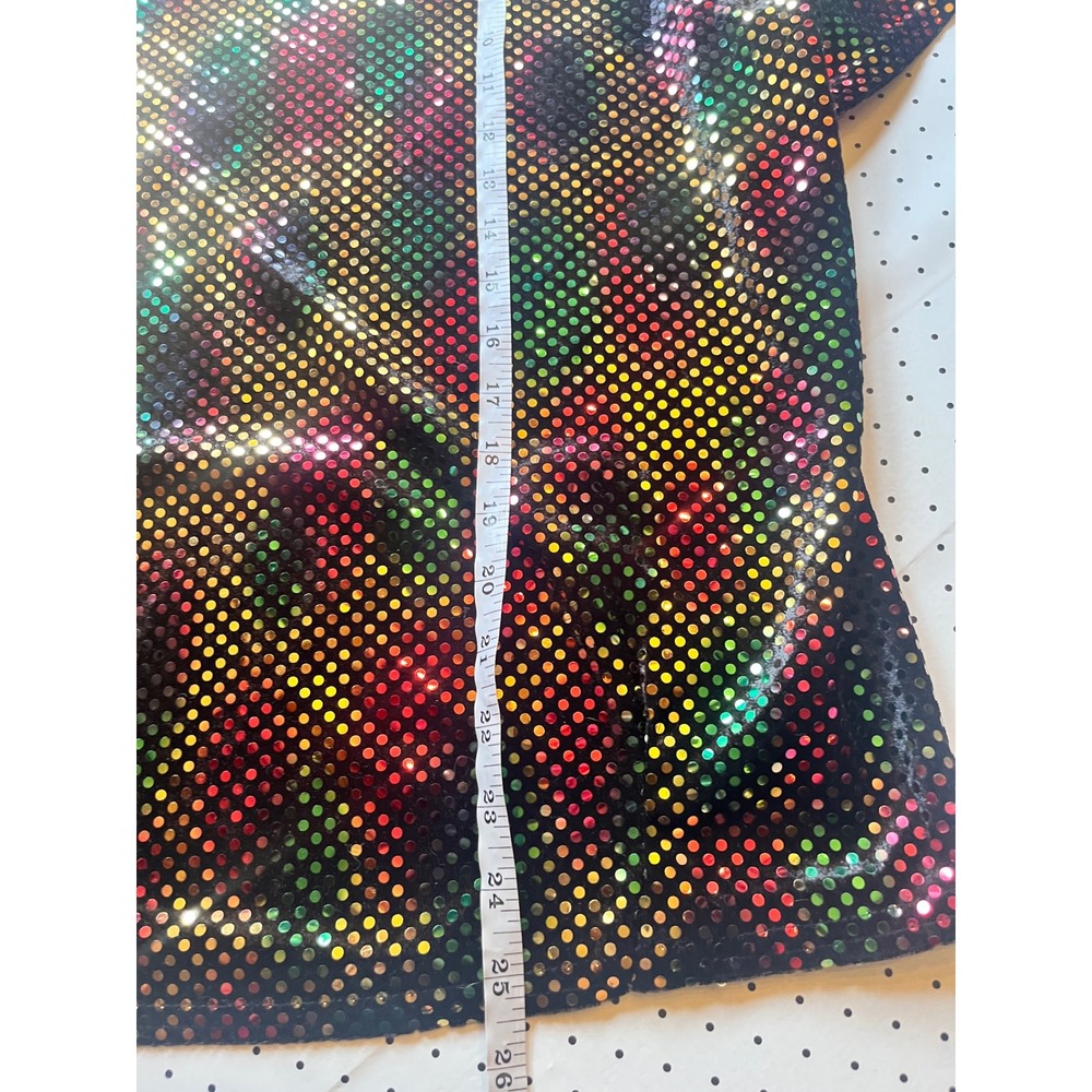 Kathie Lee Collection Vintage Y2K Metallic Disco Top Multicolor Foil Dot Blouse - Picture 6 of 8